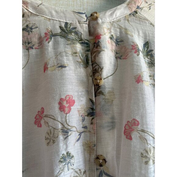 J. Jill Barley Sheer Floral Linen Blend Blouse Tunic Large - Picture 5 of 7